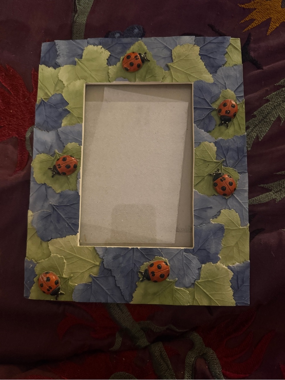 Decorative Ladybug Leaf Photo 4x6 Frame